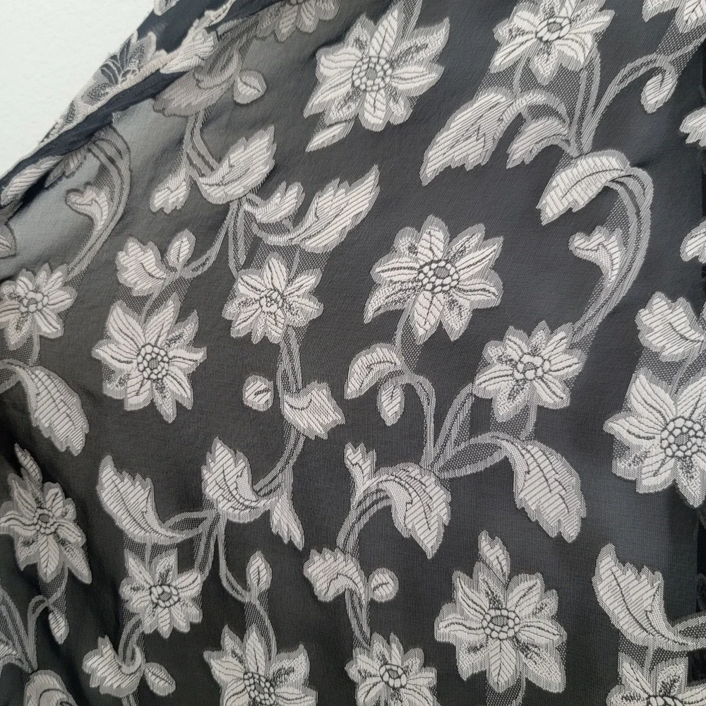 Jacquard Floral‎ Square Table Cloth Black Sheer 42x53.5 Ofrenda Halloween Witchy